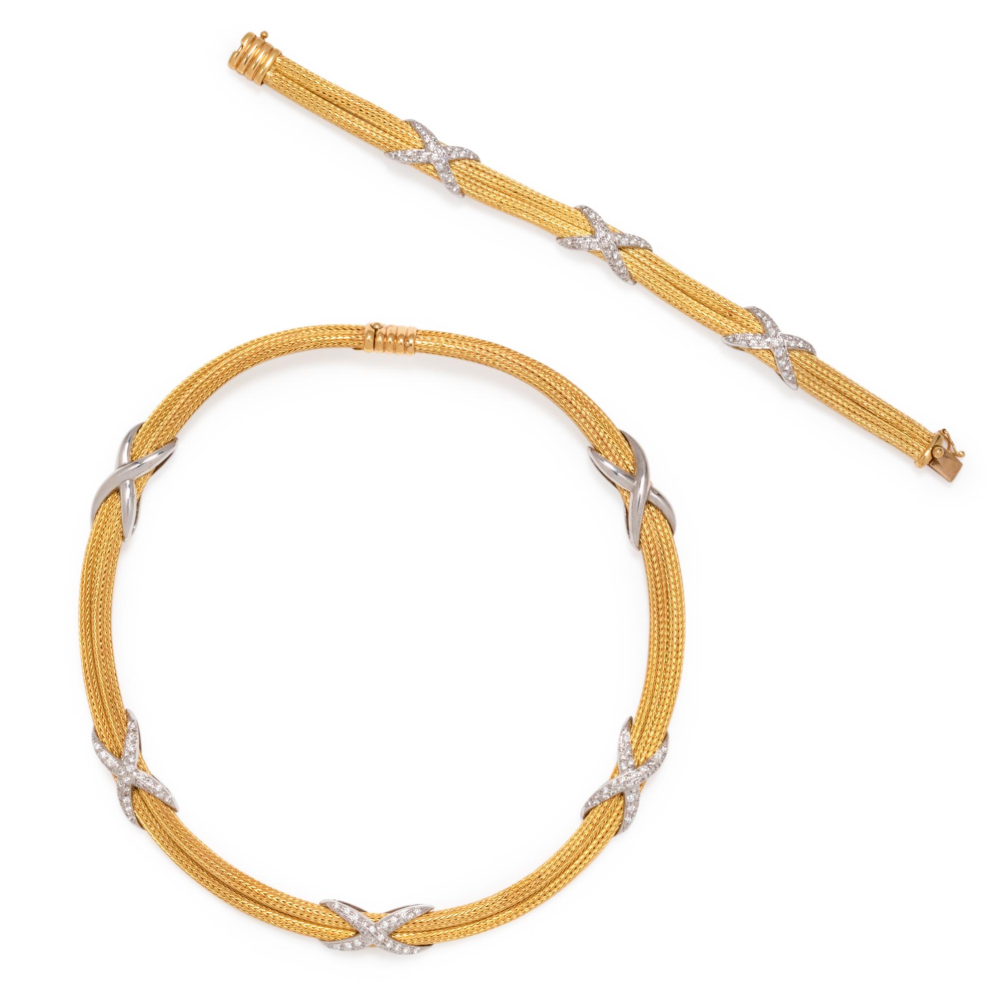 BICOLOR GOLD AND DIAMOND SET