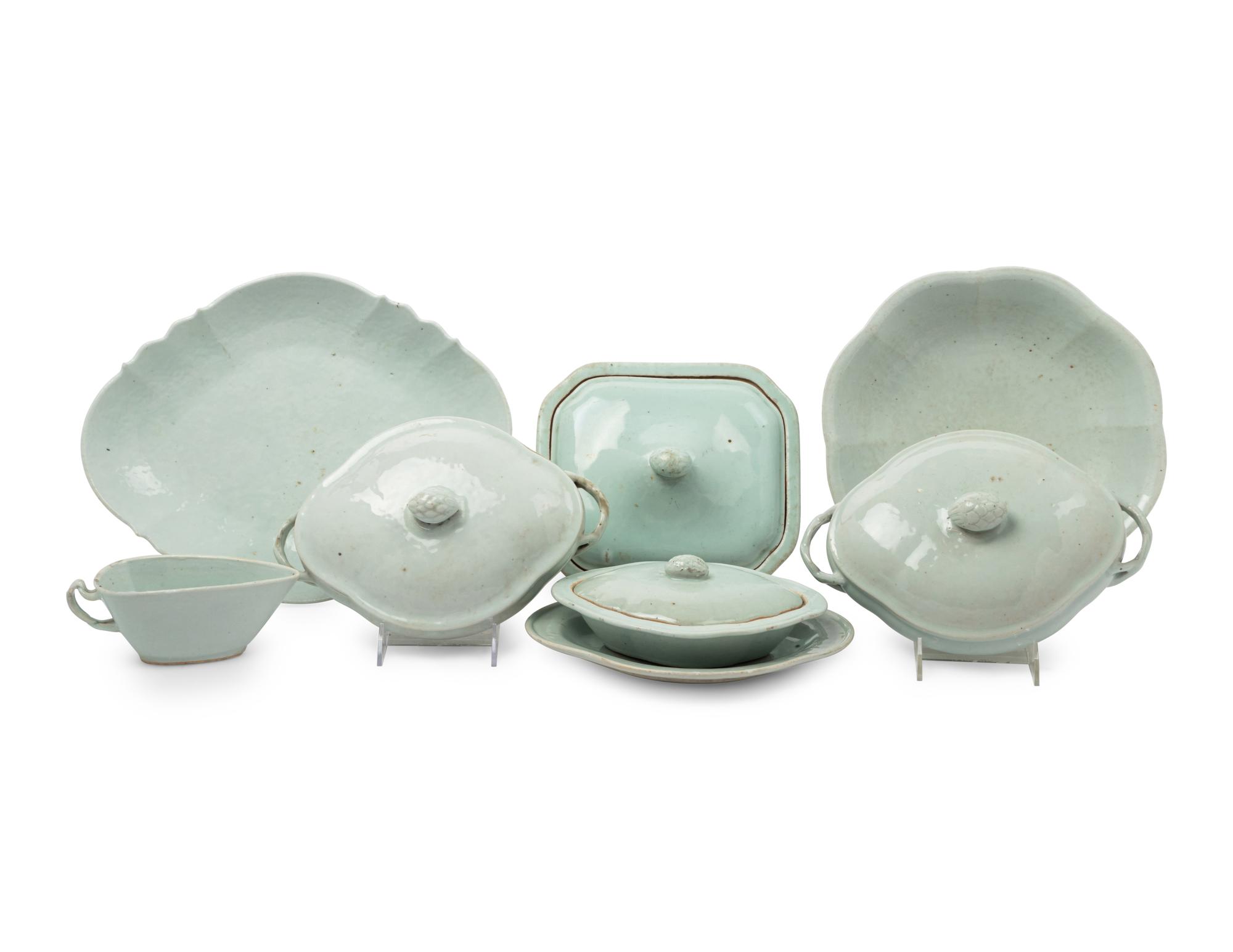 Eight Chinese Export White Glazed Porcelain Wares