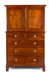 A Late Regency Mahogany Cabinet-on-Chest Height 68 1/2 x width 41 x depth 22 1/4 inches. — EARLY 19TH CENTURY