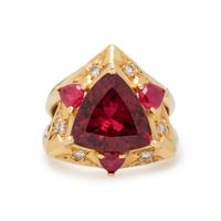 RUBELLITE TOURMALINE, RUBY AND DIAMOND RING