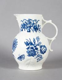 A Dr. Wall Worcester Blue and White Porcelain Pitcher, Height 9 1/4 inches.