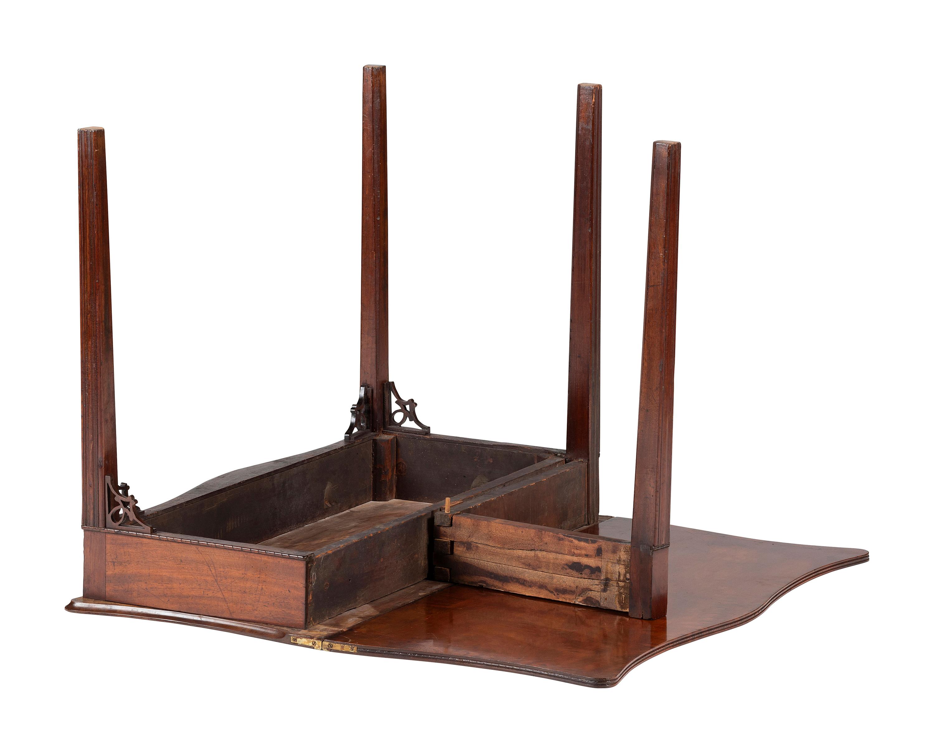 A Federal Carved Mahogany Serpentine Game Table