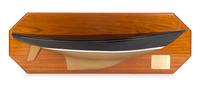 A Polychrome Half-Hull Model of a Yacht Width overall 40 inches.