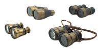 A Group of Four Brass Binoculars Width of widest 4 3/4 inches.