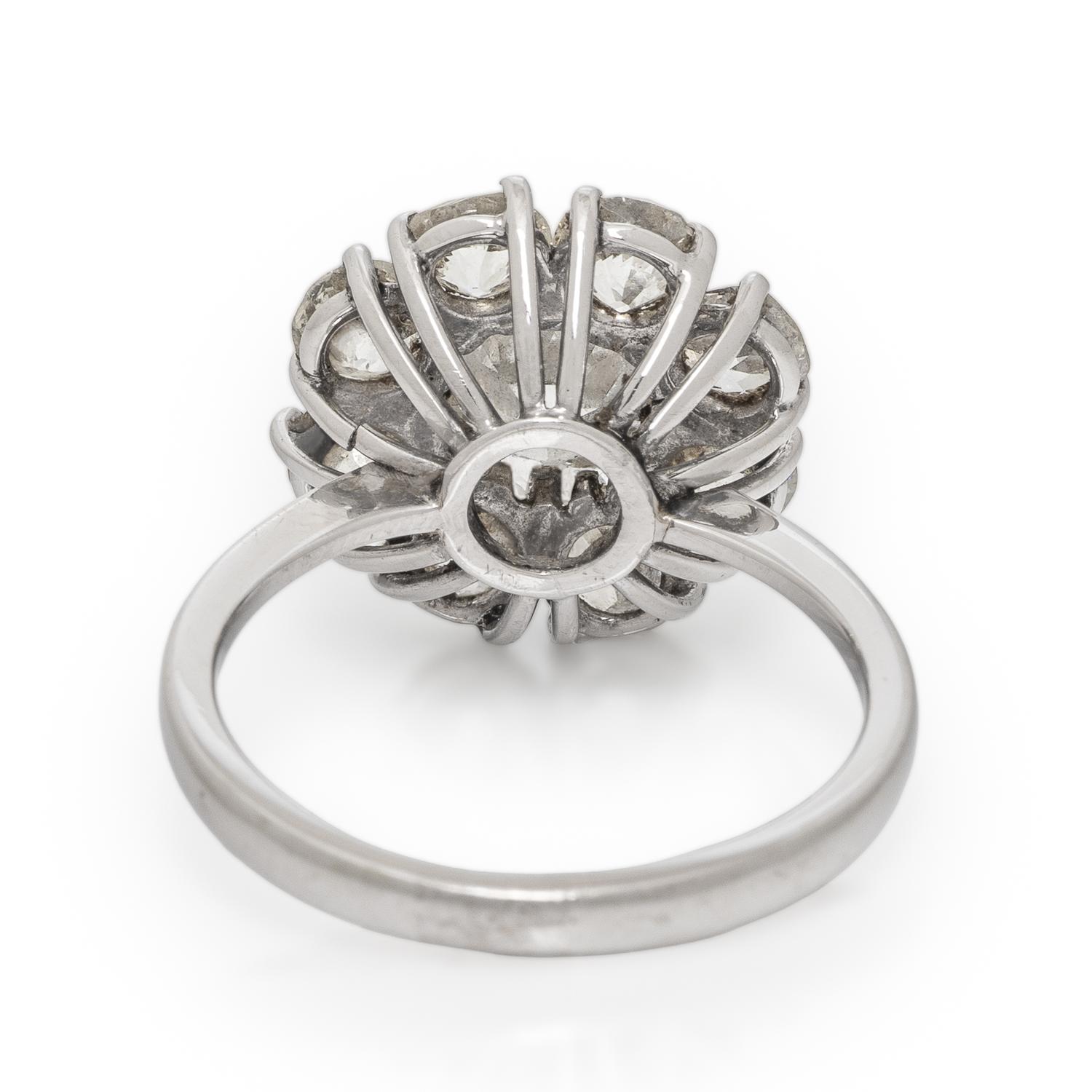 Diamond and White Gold Cluster Ring