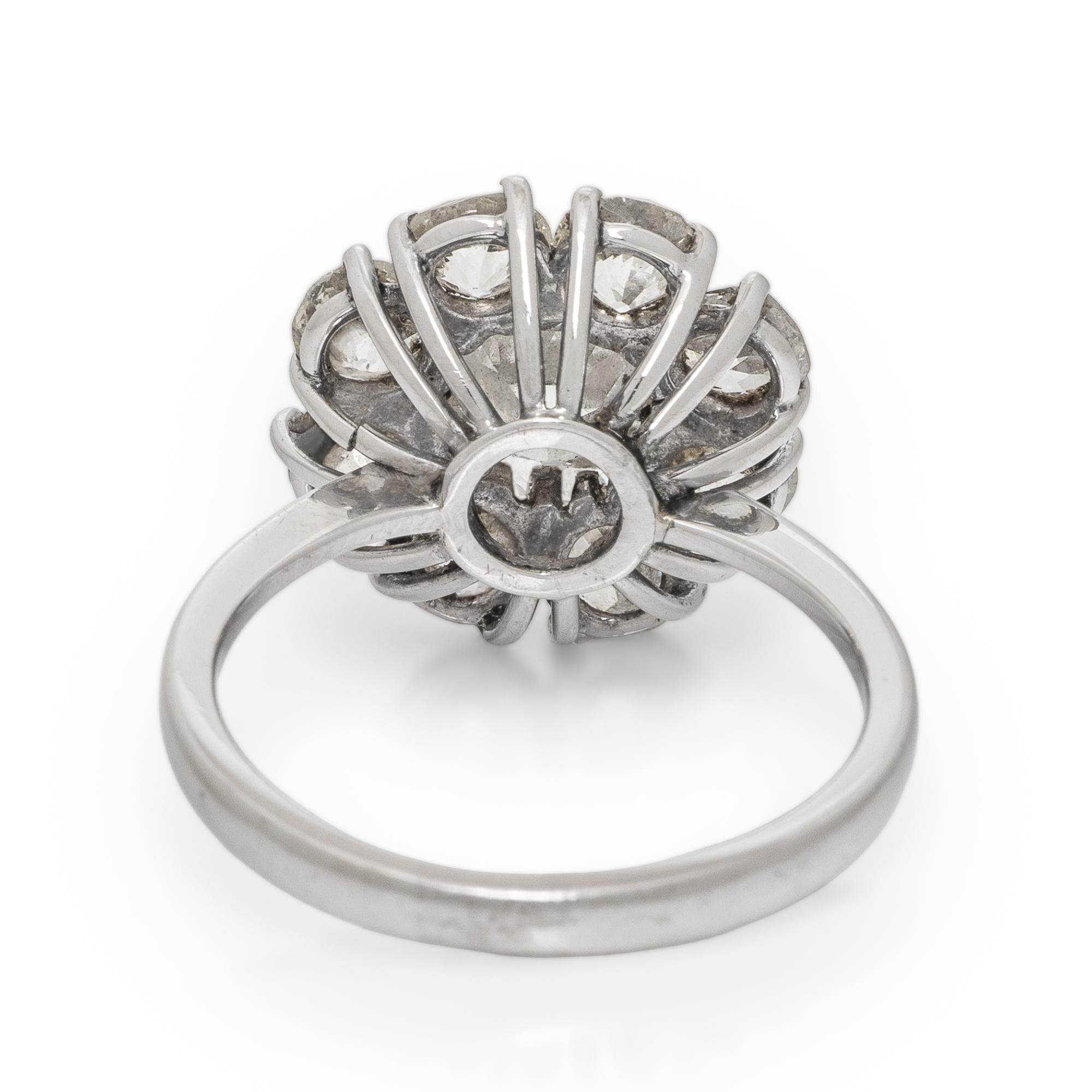 Diamond and White Gold Cluster Ring