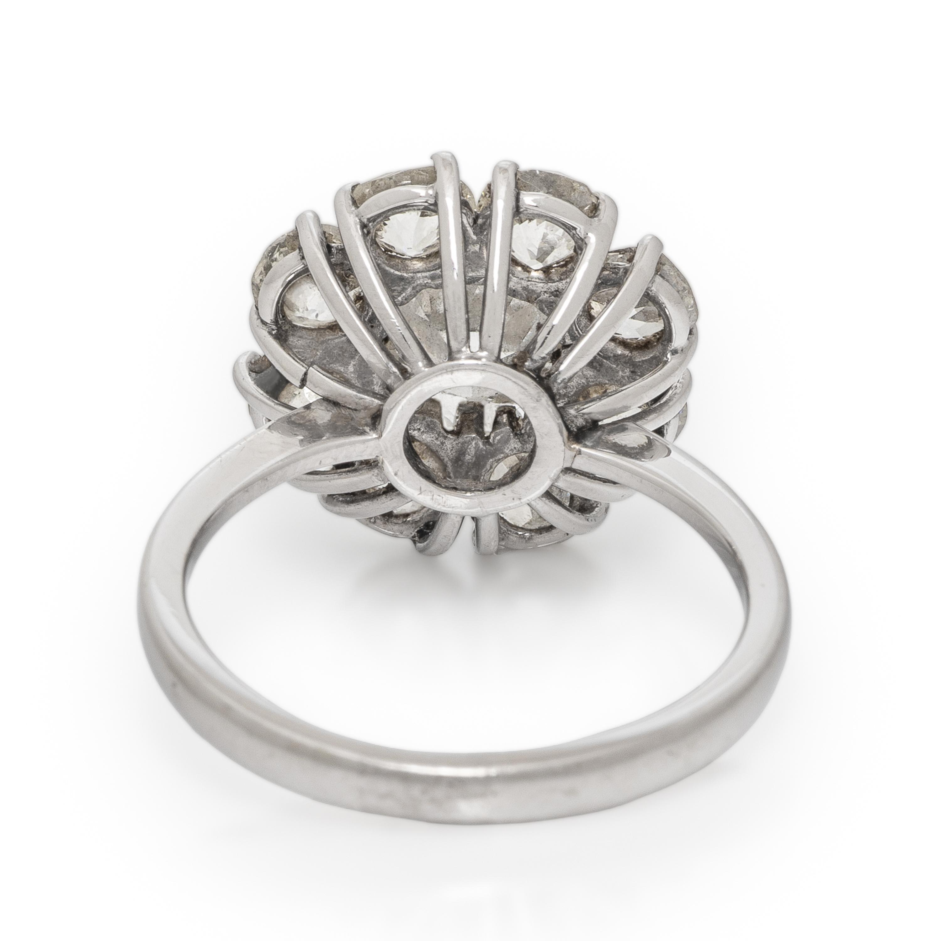 Diamond and White Gold Cluster Ring