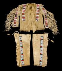 Beaded buffalo hide shirt and beaded leggings belonging to Brave Heart, member of Sitting Bull's band late 19th and early 20th century