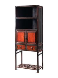 A Chinese Red and Black Lacquered Displaying Cabinet