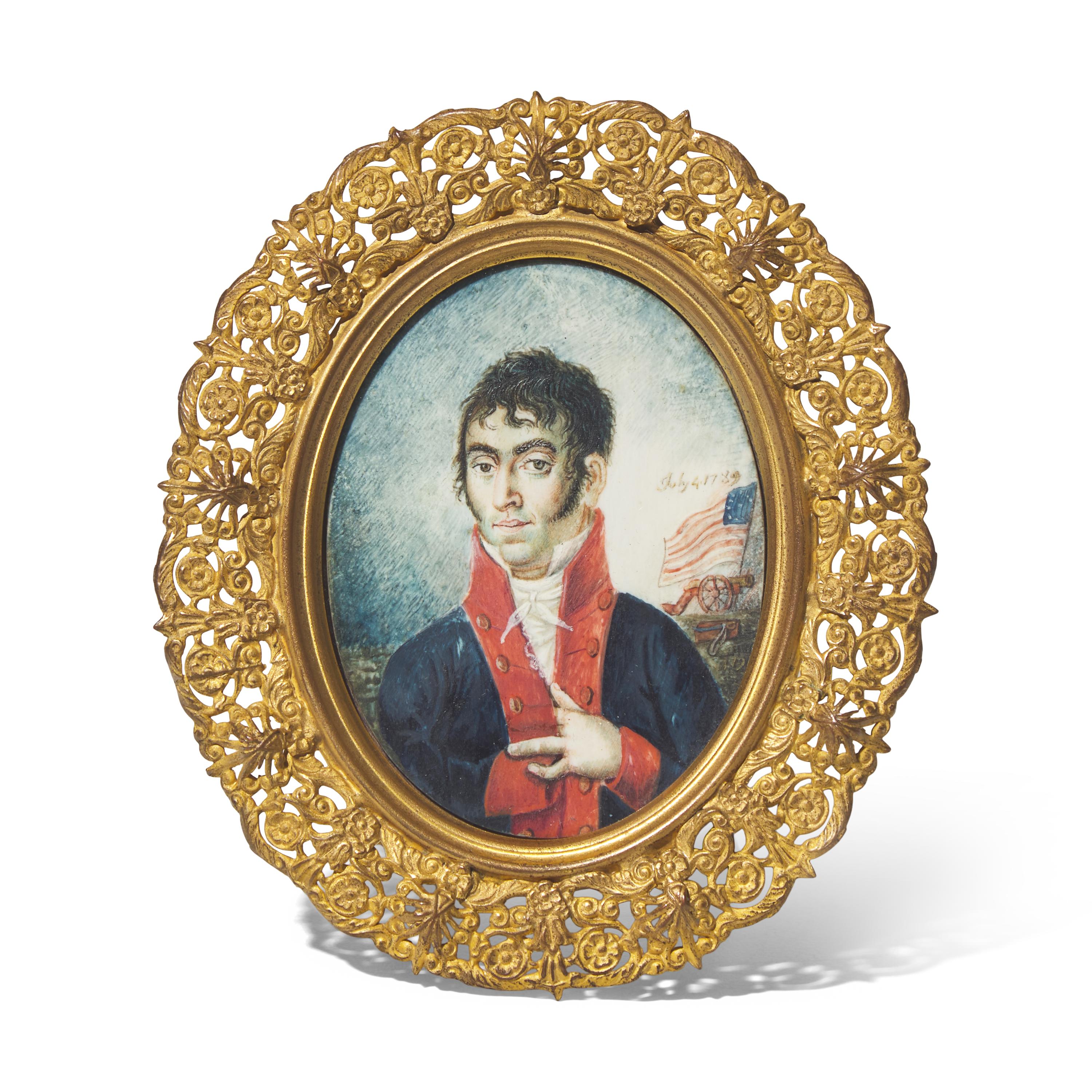 American School 19th Century, A Portrait Miniature of Revolutionary War Jewish Surgeon's Mate Phillip Moses Russel (1747- 1830) of Philadelphia