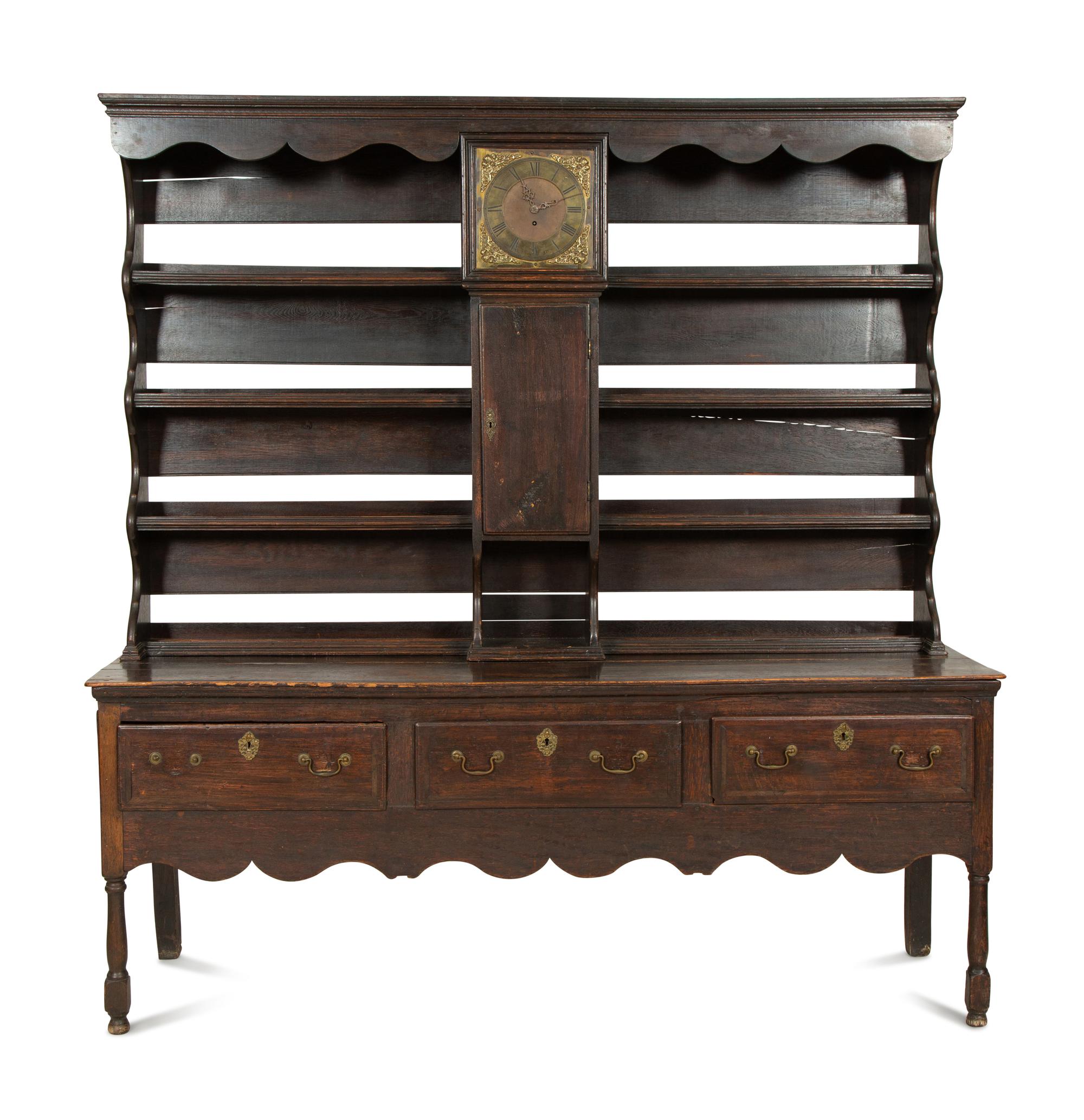 A Welsh Oak Clock-Inset Cupboard