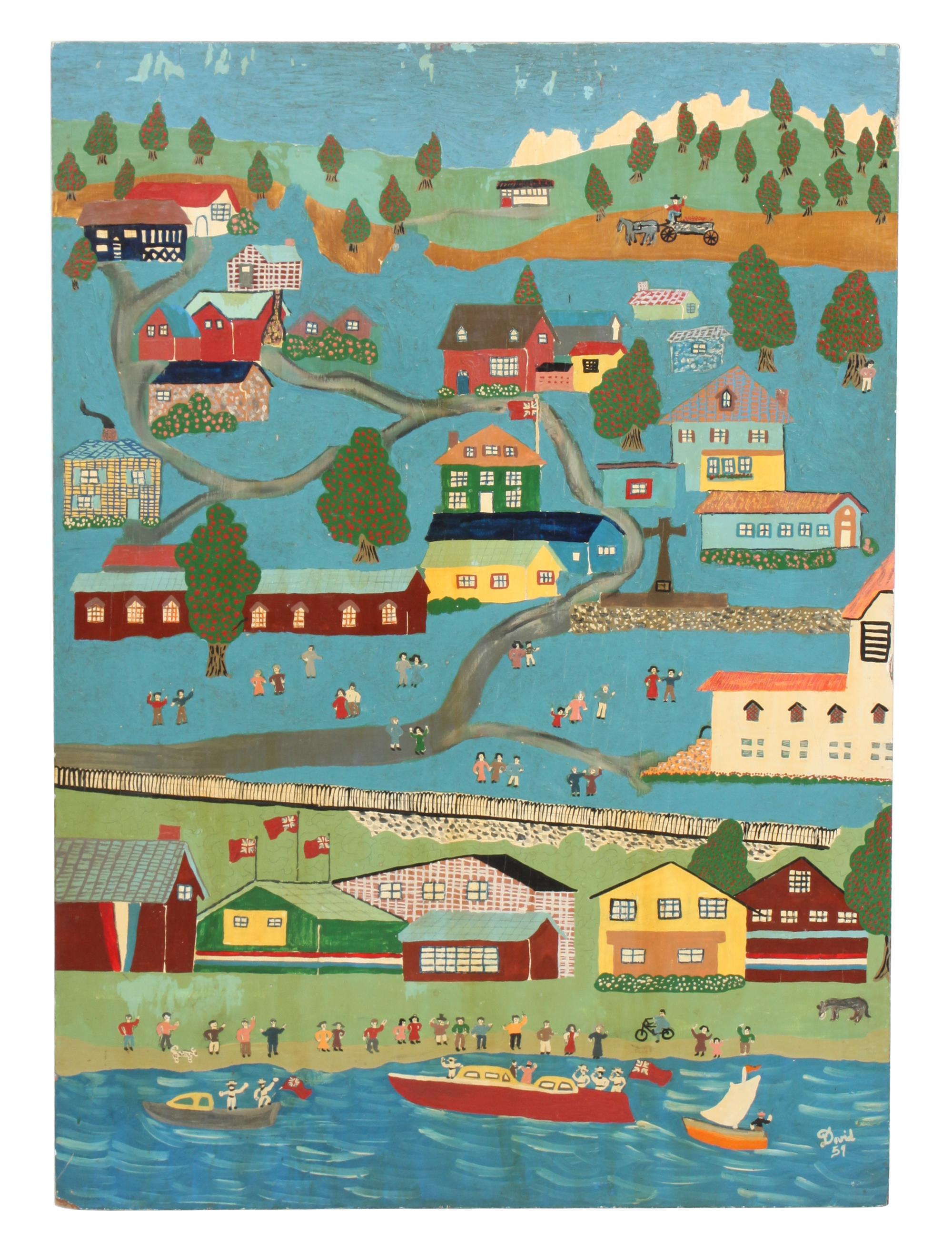 Artist Unknown, (Canadian, 20th Century), Northwest Coastal Town Scene, 1959