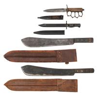 Lot of 20th Century Military Edged Weapons Including: Composite L.F. & C. Trench Knife, British L1A3 Bayonet, British Machetes