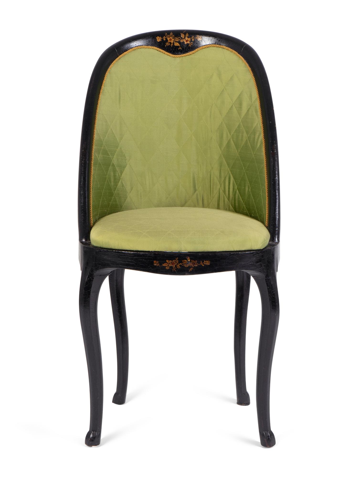 An Edwardian Black and Gilt Lacquer Lady's Chair — EARLY 20TH CENTURY