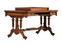 A Victorian Leather-Top Walnut Partner's Desk