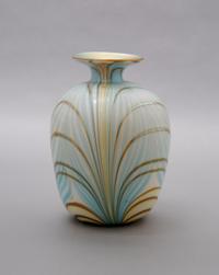 A Charles Lotton Iridescent Glass Vase, Height 7 1/4 inches.