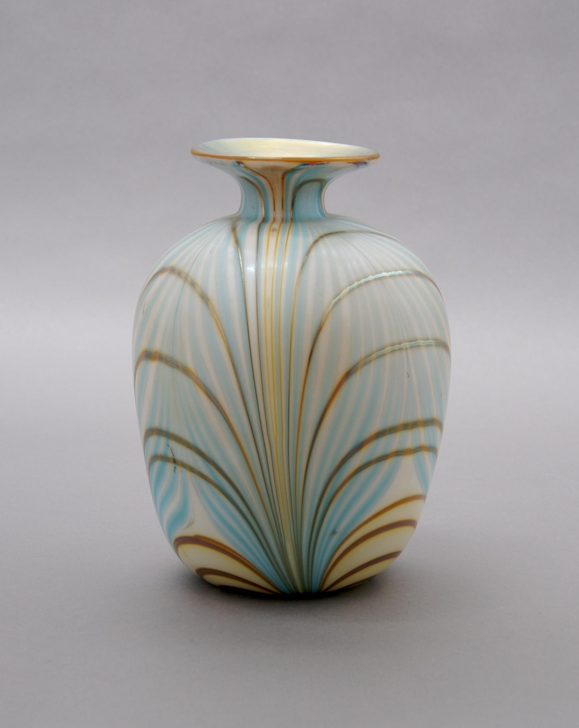 A Charles Lotton Iridescent Glass Vase, Height 7 1/4 inches.