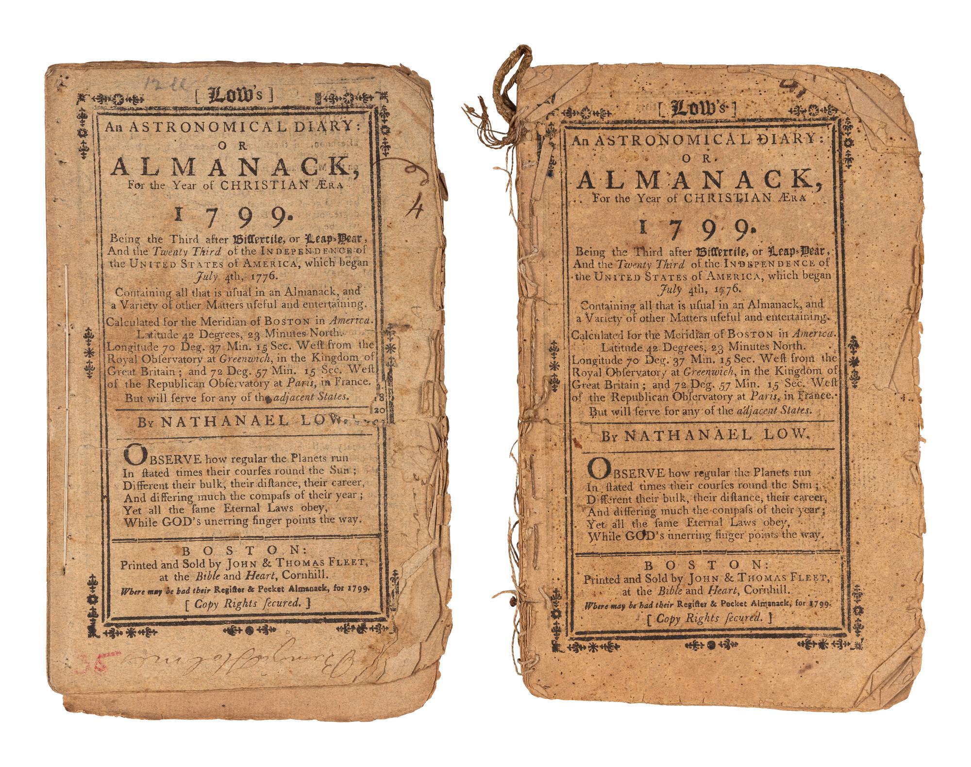[ALMANACS - BOSTON]. A group of 8 almanacs, published Boston by various printers, comprising: