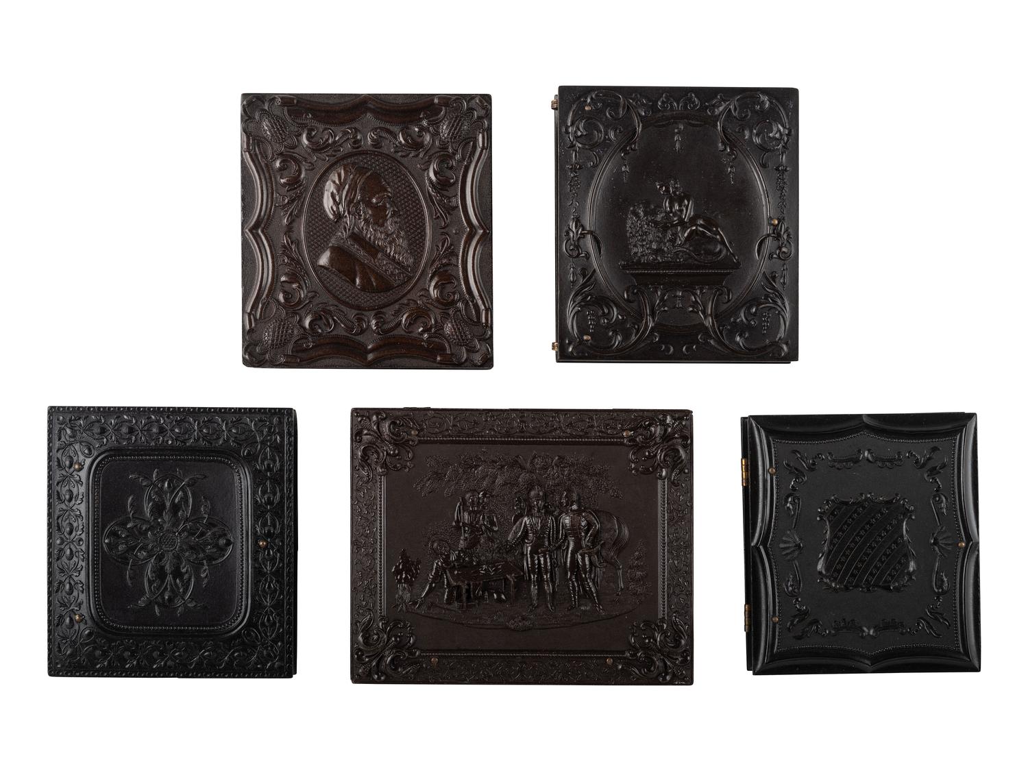 [EARLY PHOTOGRAPHY]. 5 Union cases containing images of couples.