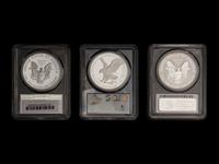 A Group of Thirty-One PCGS Graded PR70 DCAM and PR70 Reverse Proof Silver Eagle $1 Coins