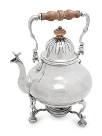 An English Silver Kettle on Lamp Stand
