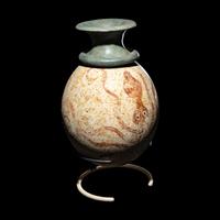 A Minoan or Mycenaean Painted Ostrich Egg Rhyton