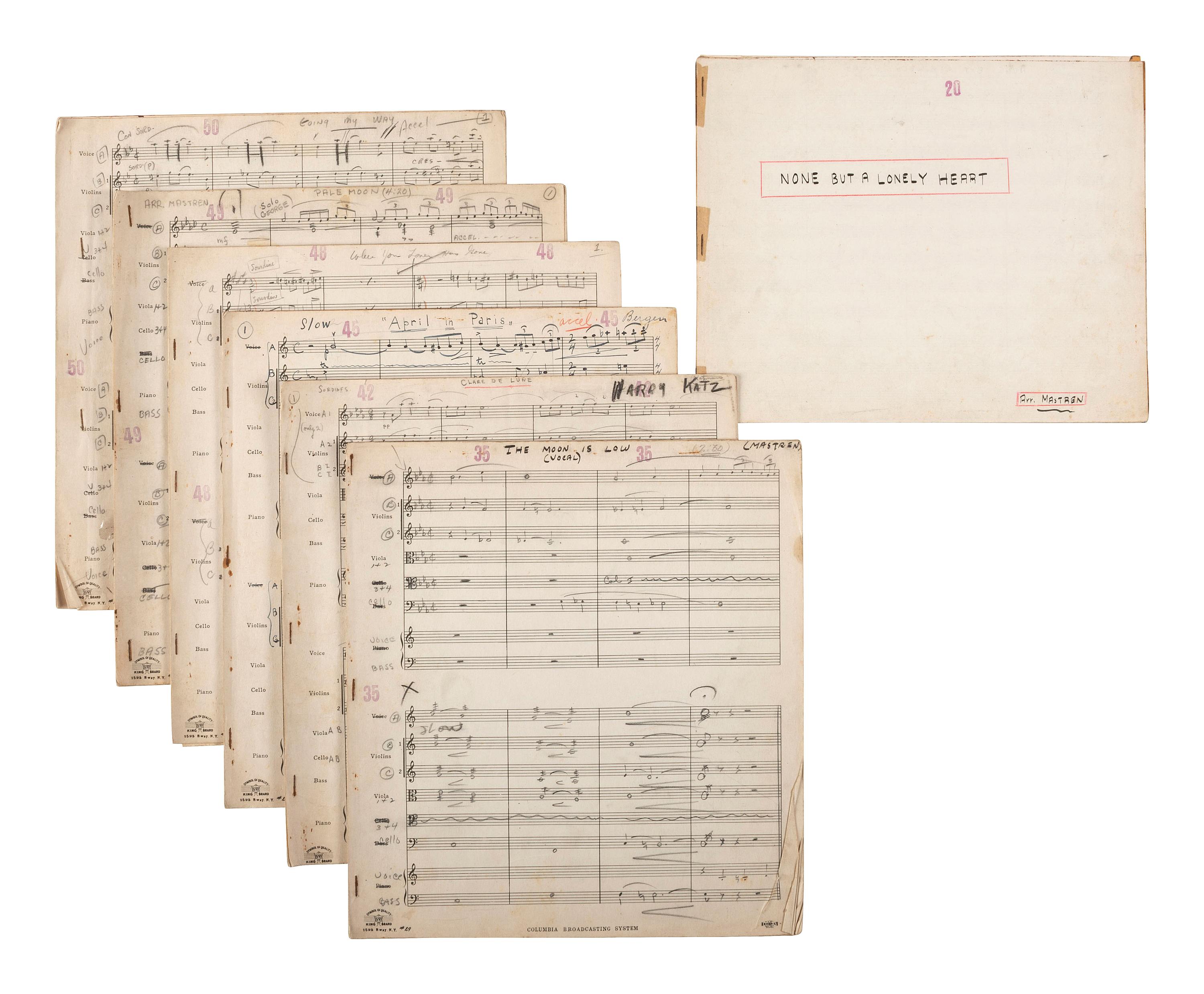 [WORLD WAR II] -- [MILLER, Glenn (1904-1944)]. World War II-era archive of manuscript scores and ephemera related to the Glenn Miller Army Air Force Band and associated musicians and orchestras.