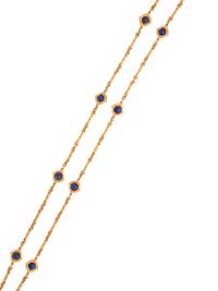 YELLOW GOLD AND LAPIS LAZULI LONGCHAIN NECKLACE