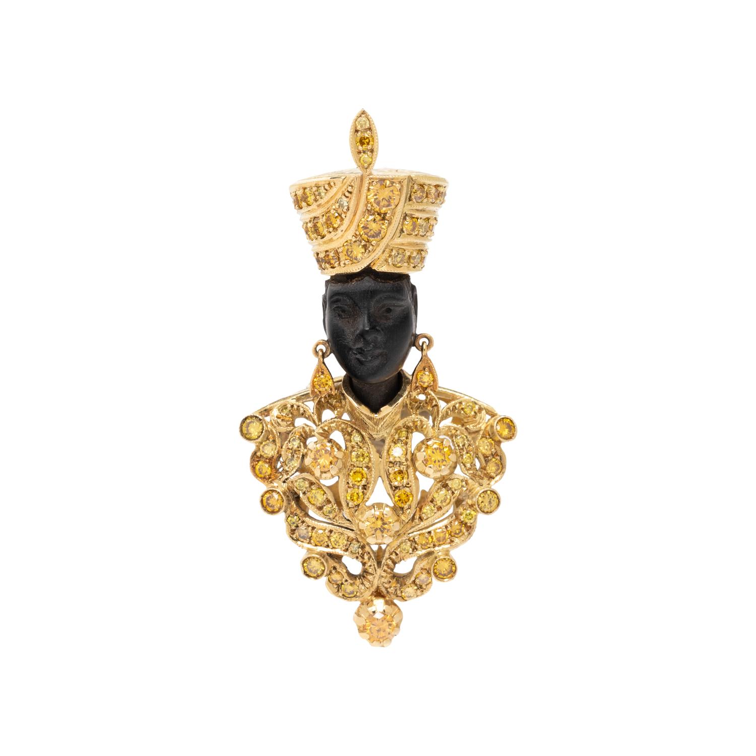 NARDI, YELLOW GOLD AND COLORED DIAMOND BLACKAMOOR ENHANCER/PENDANT