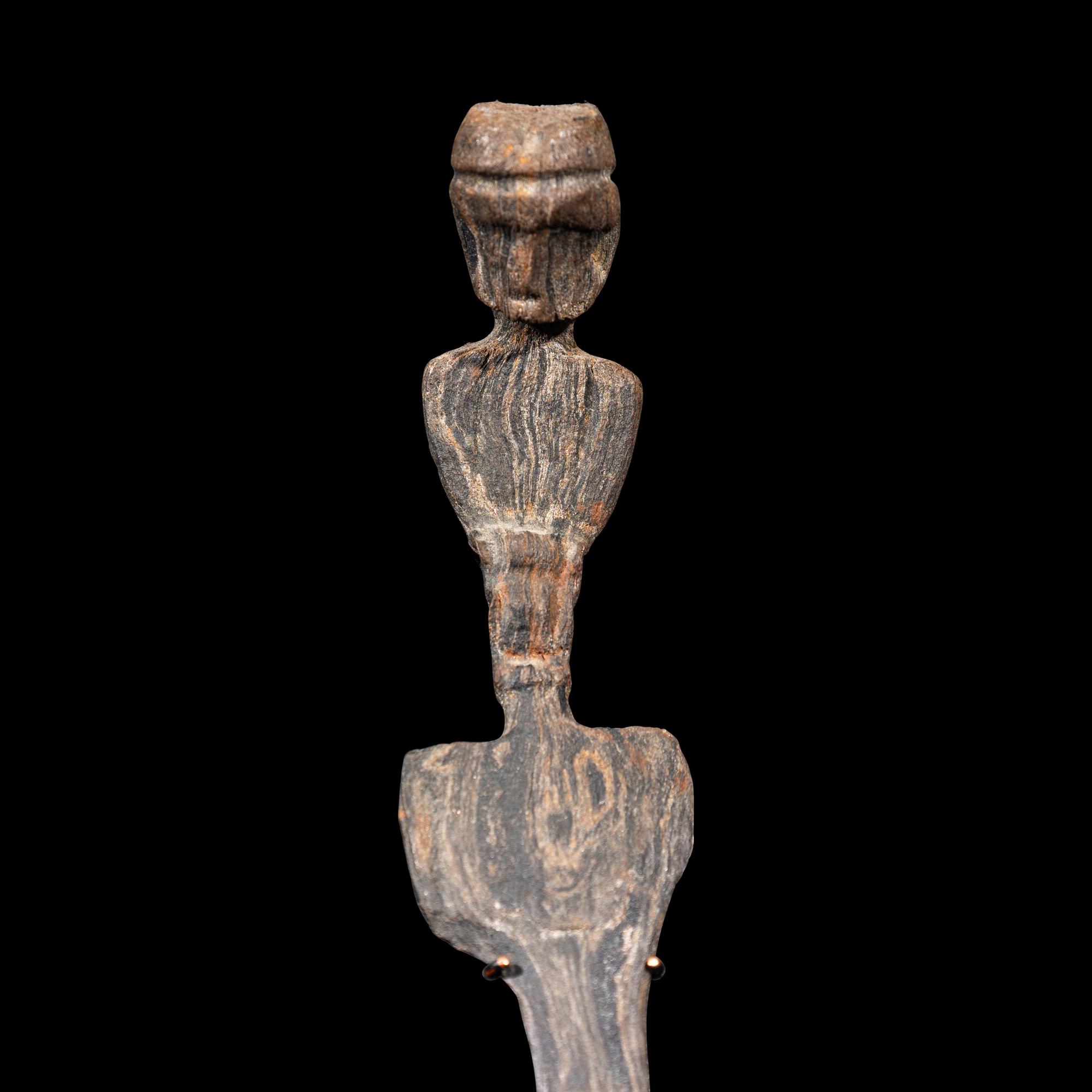 An Indonesian Wood Kris Knife and an Oceanic Wood Lime Spatula