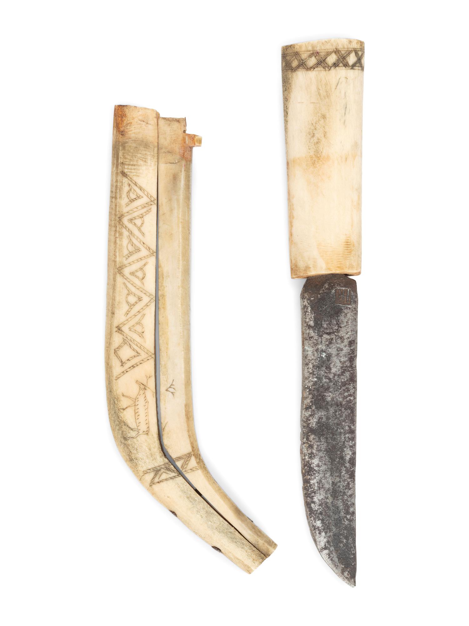 Lapp Bone Knife, with Scrimshaw Decoration