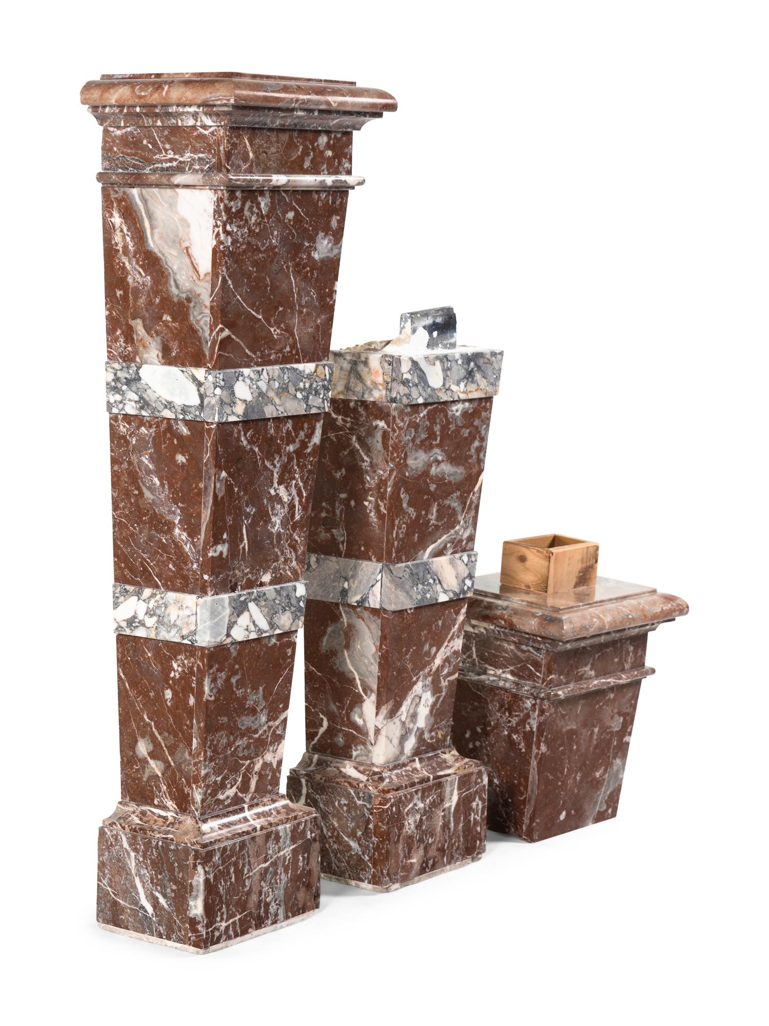 A Pair of French Bi-Color Marble Pedestals