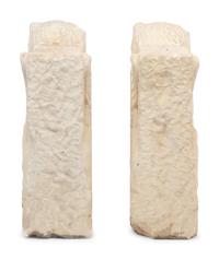 A Pair of Gothic Style Carved Marble Ornaments