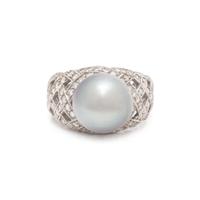 BUCCELLATI, CULTURED TAHITIAN PEARL AND DIAMOND RING