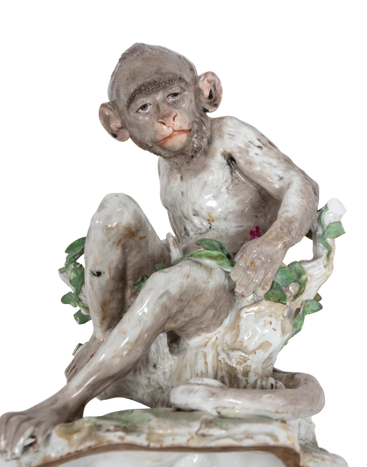 A German Porcelain Figure of a Monkey