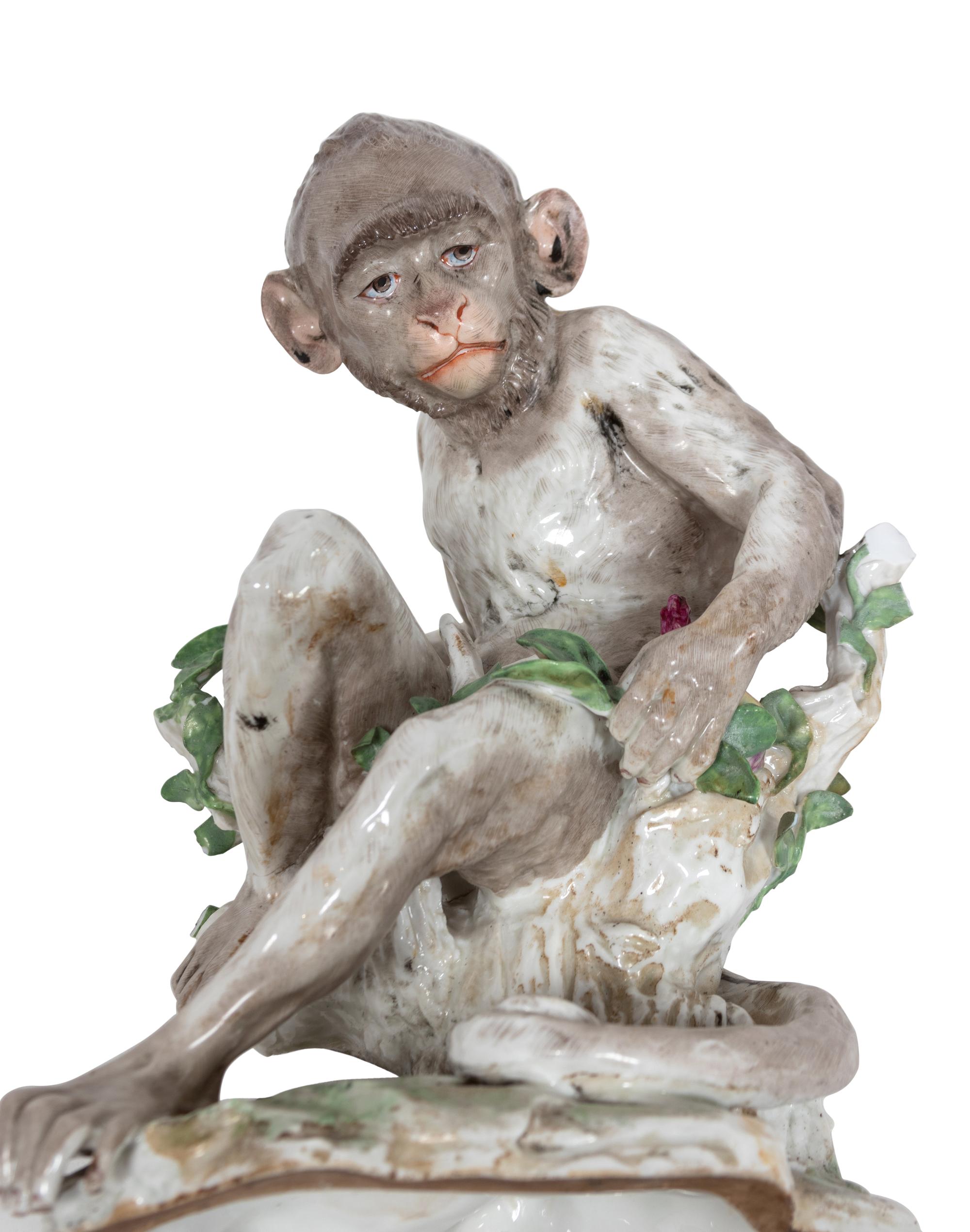 A German Porcelain Figure of a Monkey