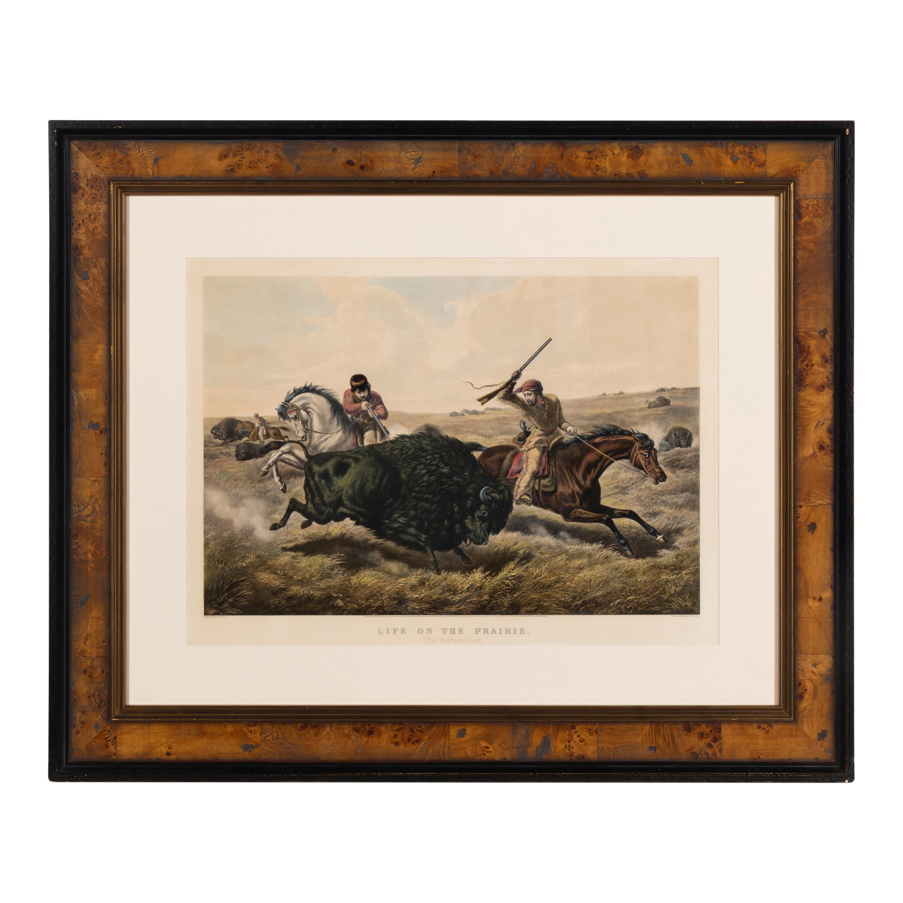 Currier and Ives, publishers -- After Arthur F. Tait Life on the Prairie: The Buffalo Hunt , 1862. (G.3796)