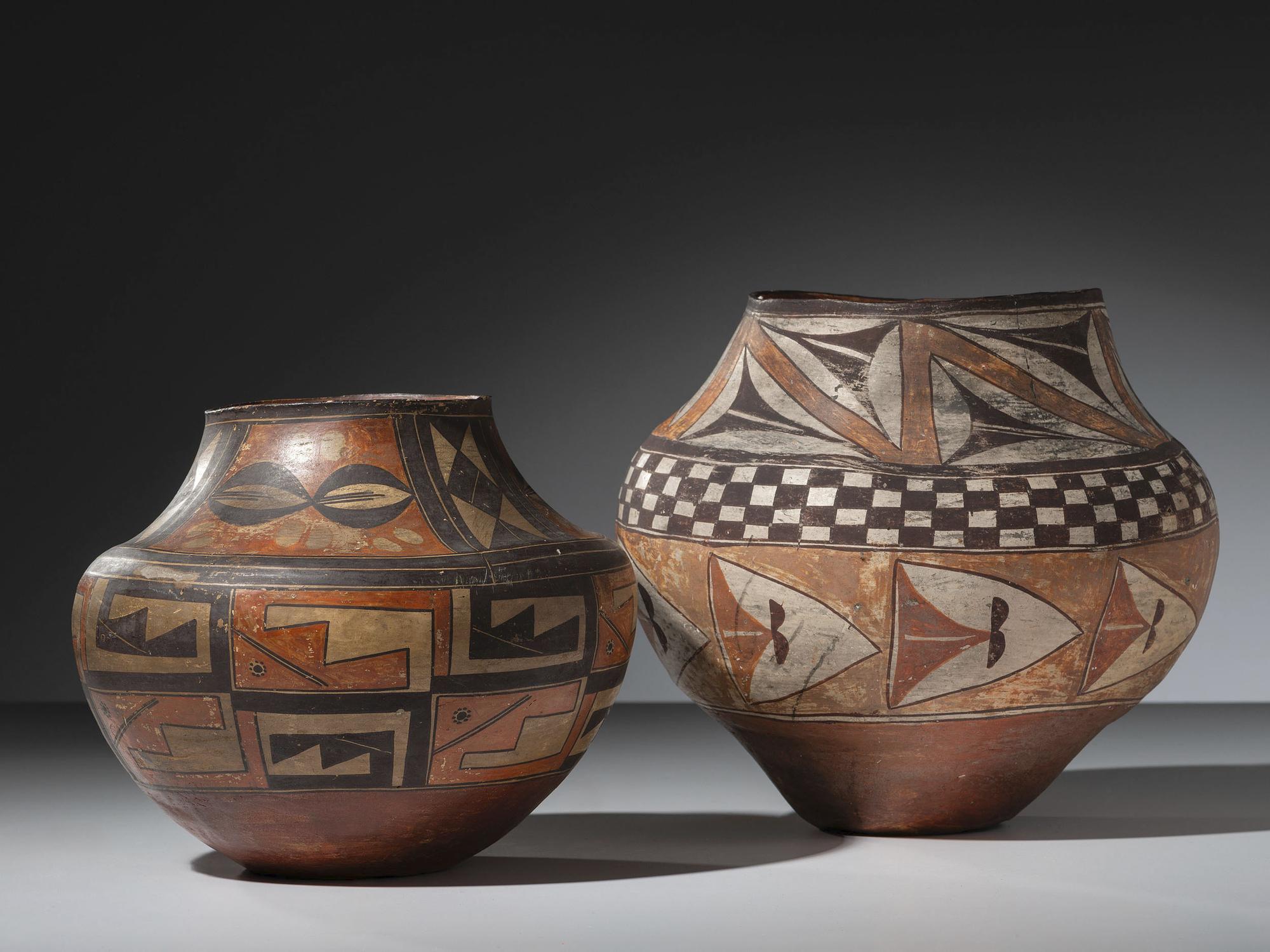 Acoma Polychrome Pottery Jars