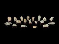 Nineteen Chinese Carved Jade Figures