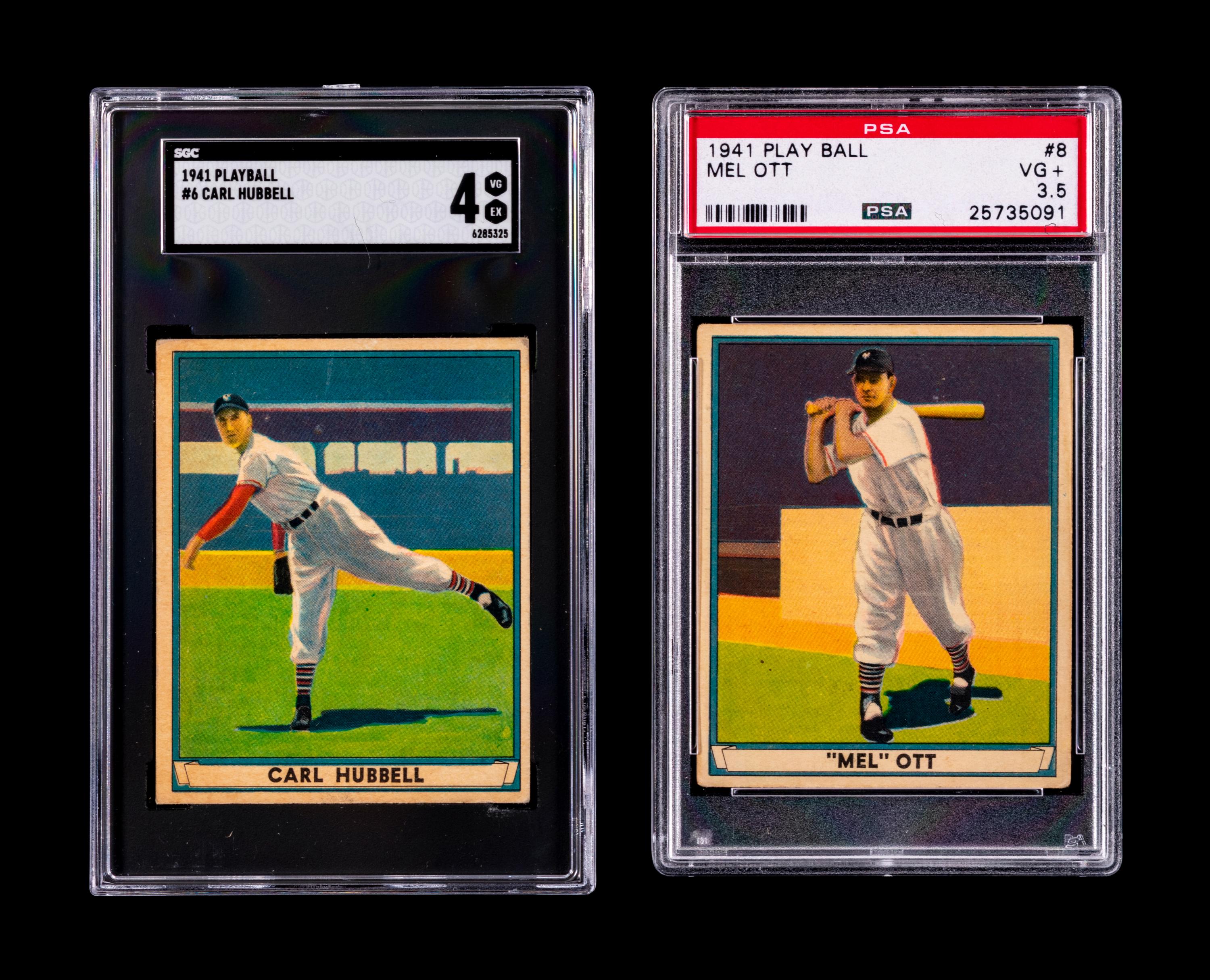 A Group of Two Carl Hubbell and Mel Ott 1941 Play Ball Baseball Cards,