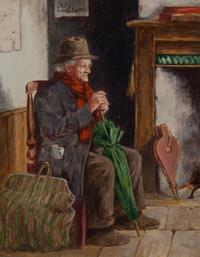 Frank Enders, (Wisconsin, 1860-1921), Elderly Man Near the Hearth