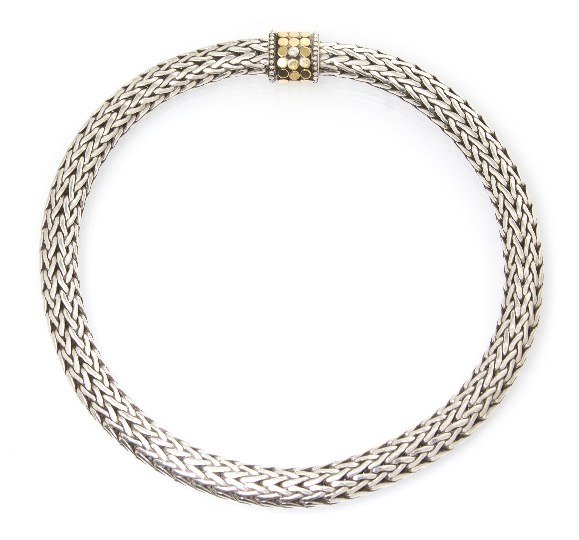 A Sterling Silver and 14 Karat Yellow Gold Dot Collection Necklace, John Hardy, 104.10 dwts.