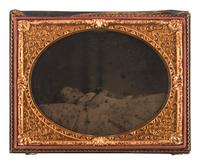 [EARLY PHOTOGRAPHY]. A group of 5 post mortem images of babies and children, featuring possible French Canadian image, including: