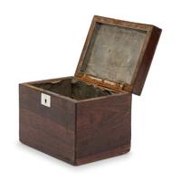 An English Rosewood and Mosaic-Inset Tea Caddy