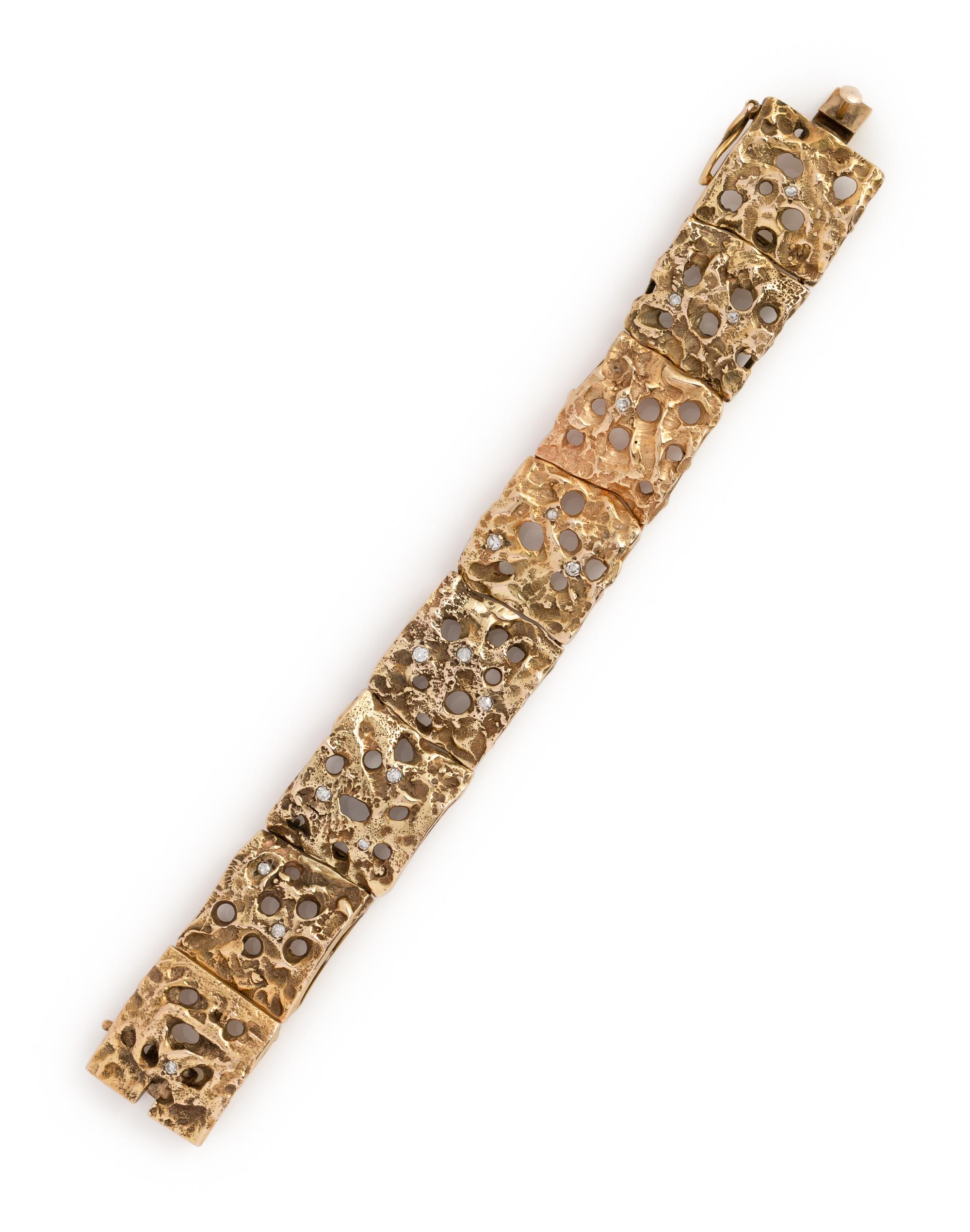 BRUTALIST, YELLOW GOLD AND DIAMOND BRACELET