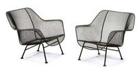 Pair of "Sculptura" wirework and iron loungechairs russell woodard, owosso, mi, circa 1965