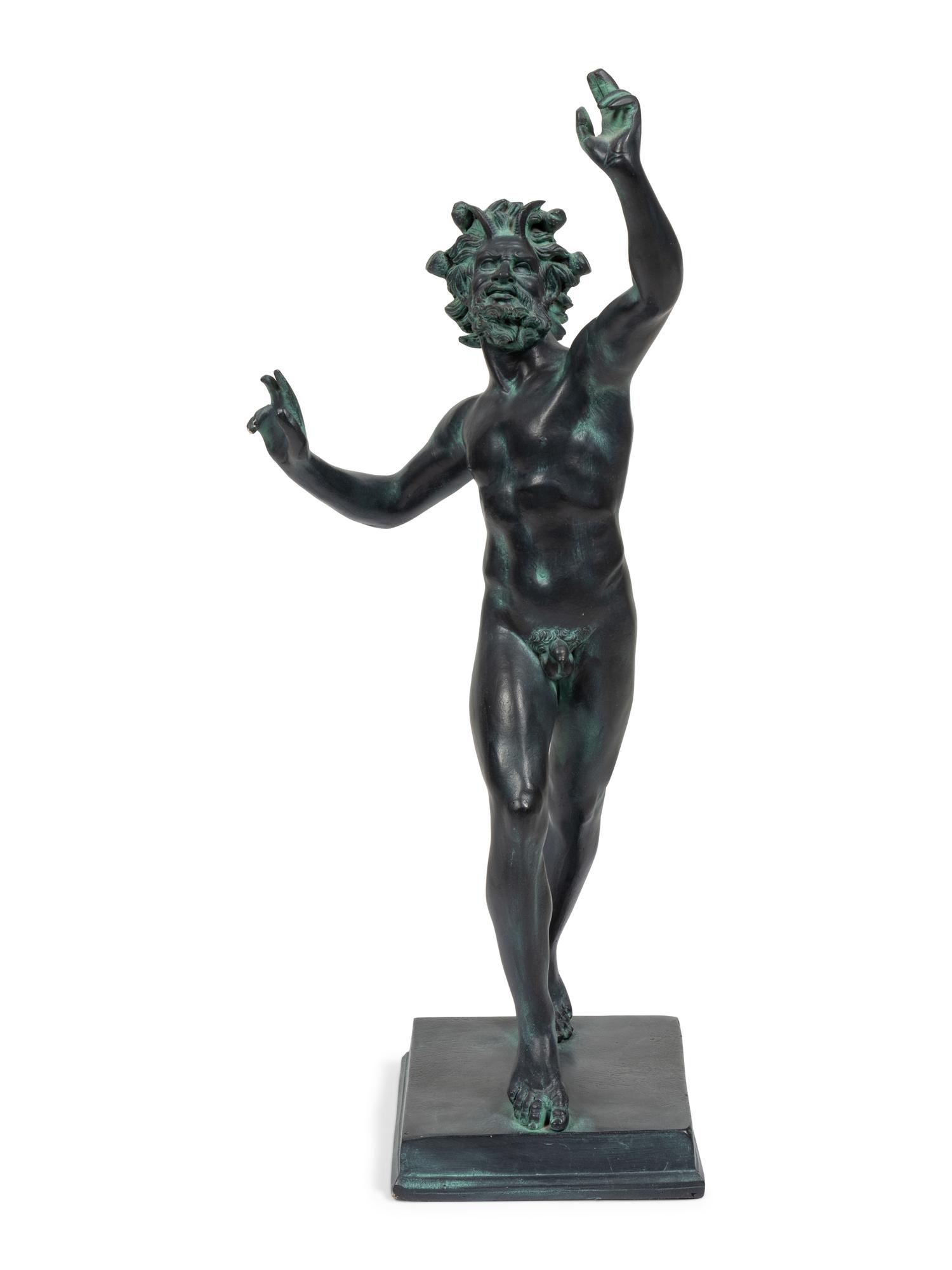 A Patinated Cast Resin Figure of the Faun of Pompeii