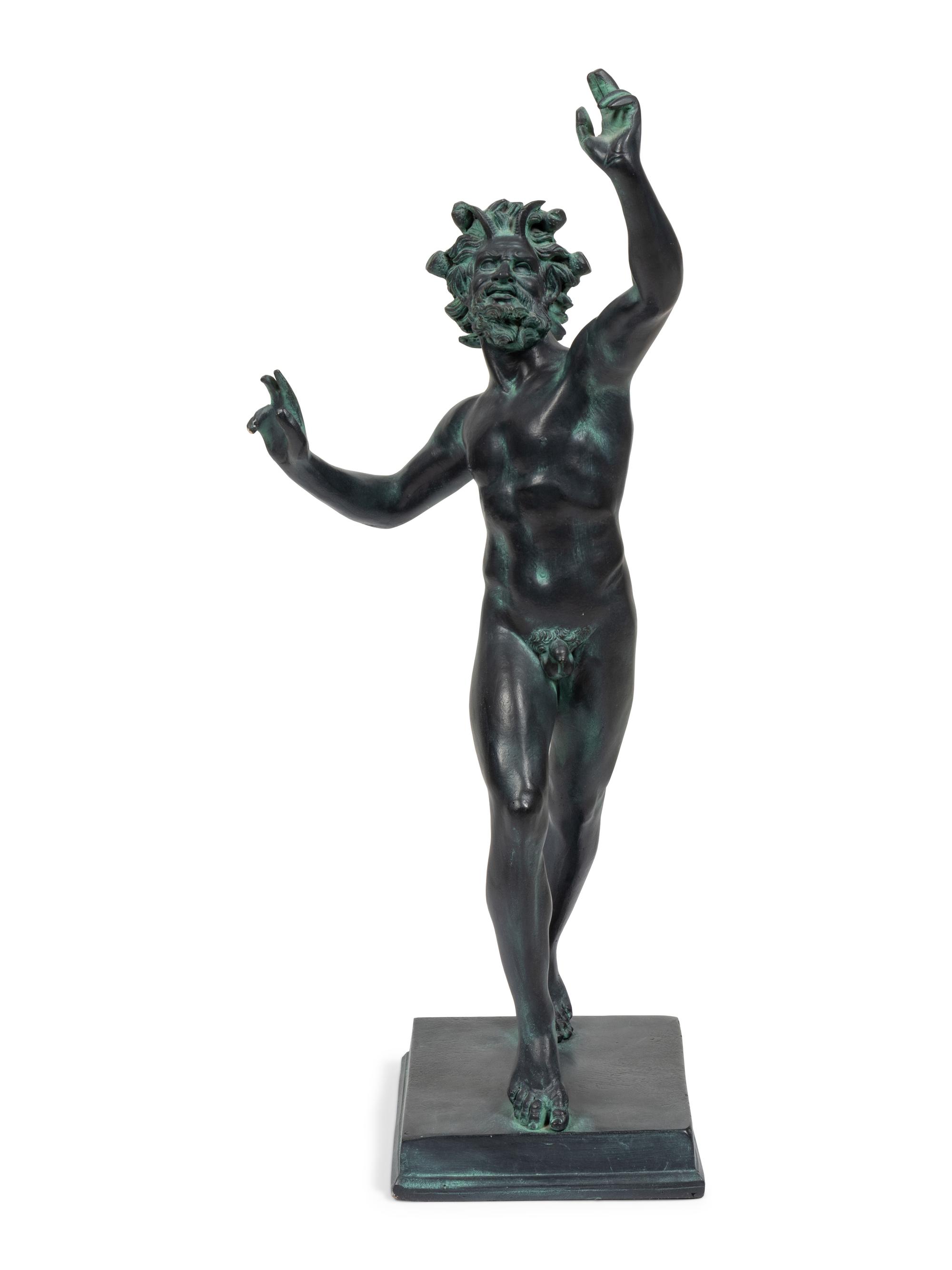 A Patinated Cast Resin Figure of the Faun of Pompeii