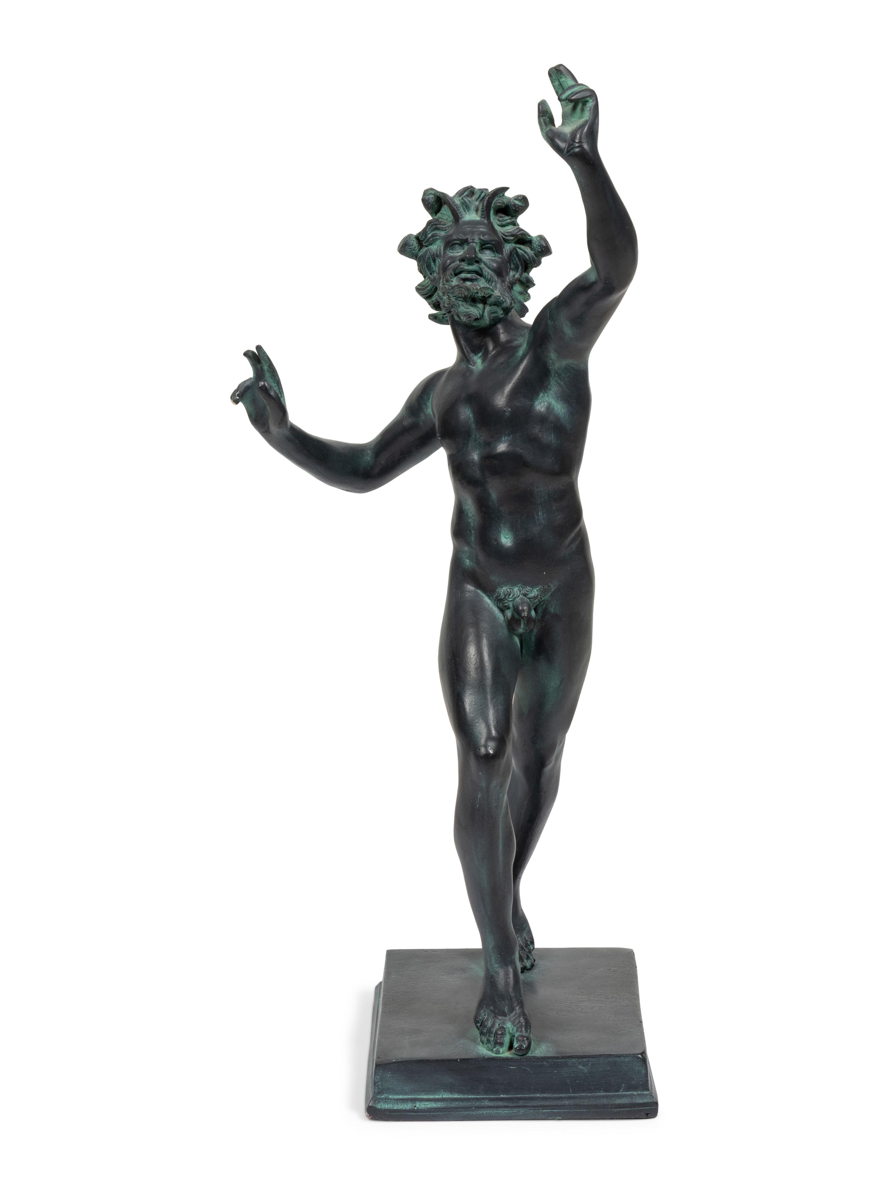 A Patinated Cast Resin Figure of the Faun of Pompeii