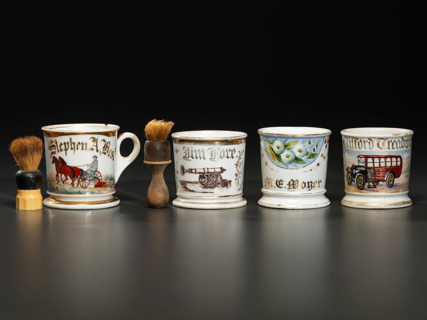 Four Porcelain Shaving Mugs